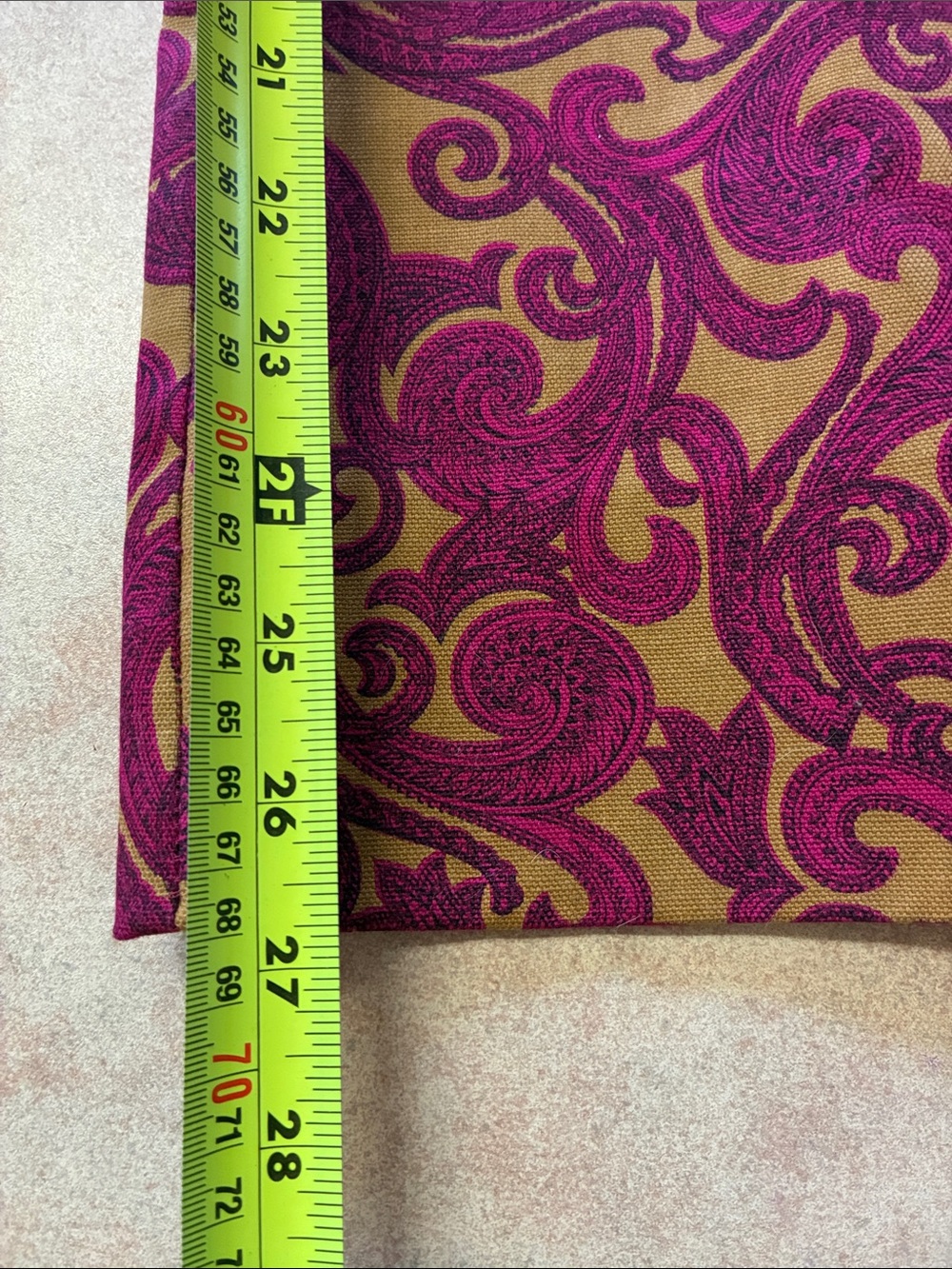 1960's Style Hand Made Maroon & Gold Abstract Swirl Shirt Dress - Picture 11 of 13